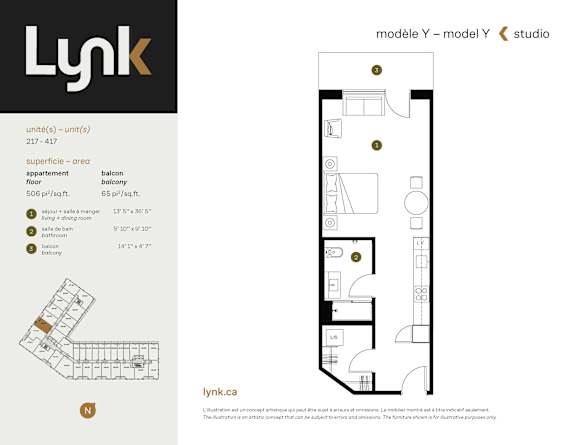 Floor Plan  Y Floor Plan at Lynk De la Savane Apartments, Montreal, Québec
