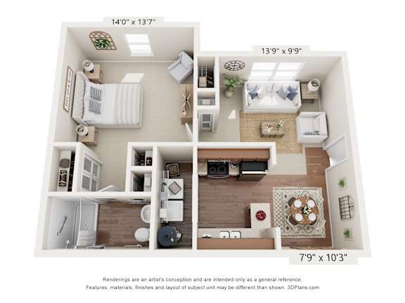 Floor Plan  1 bed 1 bath at Sawbranch Apartments, South Carolina, 29485