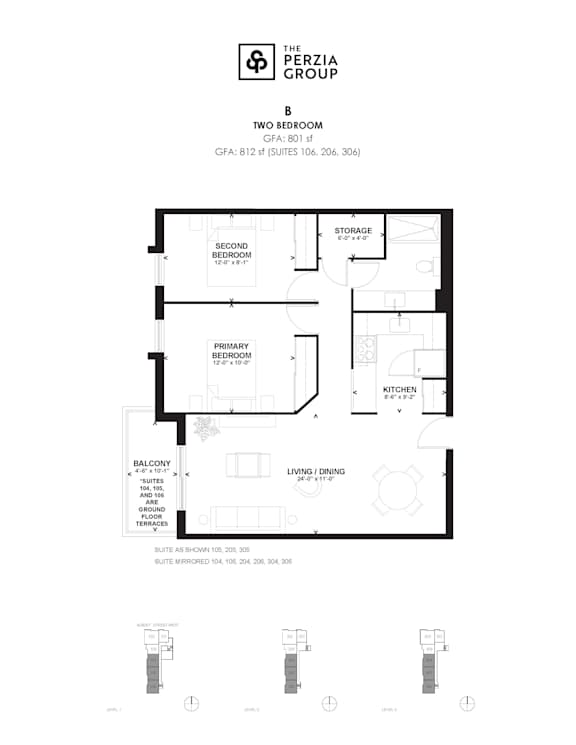 A floor plan for a two bedroom apartment.