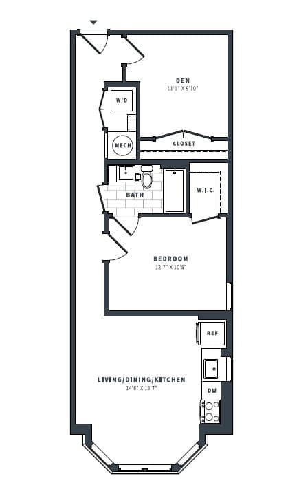 1D Floor Plan at The Vale at the Parks, Washington, 20012