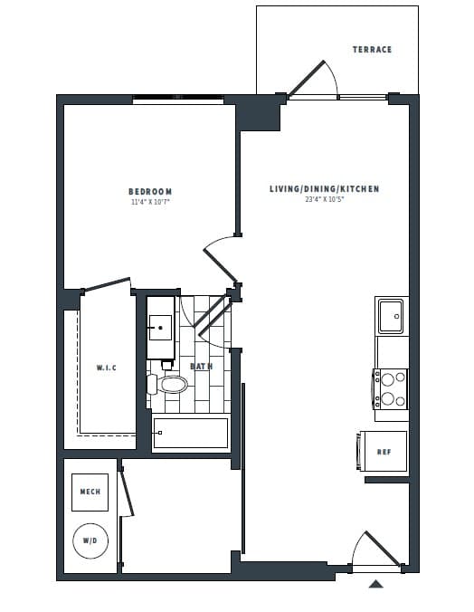 1R Floor Plan at The Vale at the Parks, Washington District of Columbia
