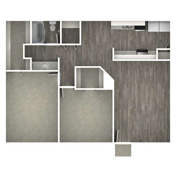 A top down view of a bathroom with a sink, toilet, and bathtub.