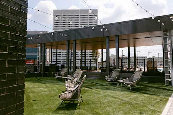 Patio with Row of Lawn Chairs at The Mitchell , Atlanta, GA, 30303