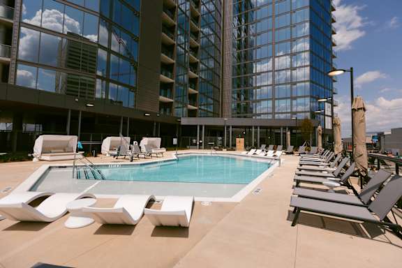 Pool Area with Sun Loungers at The Mitchell , Atlanta, GA