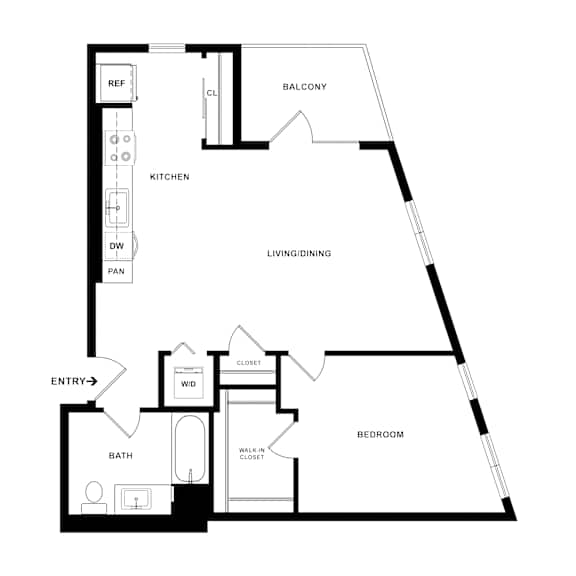 A black and white diagram of a house layout with labeled rooms.