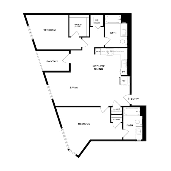 A black and white diagram of a house layout with labeled rooms.