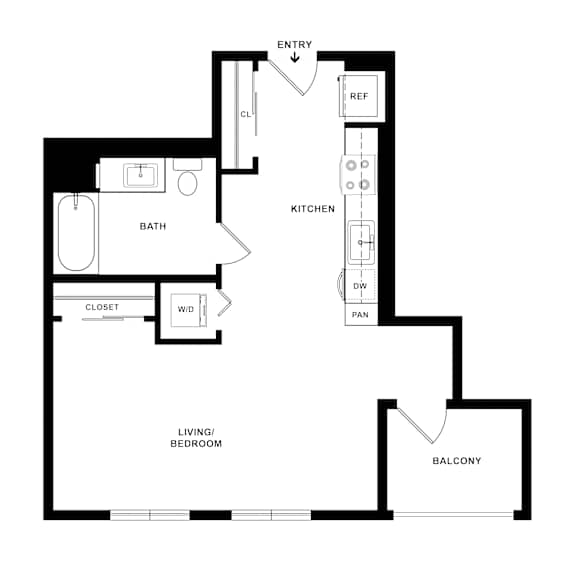 A black and white image of a floor plan for a home.