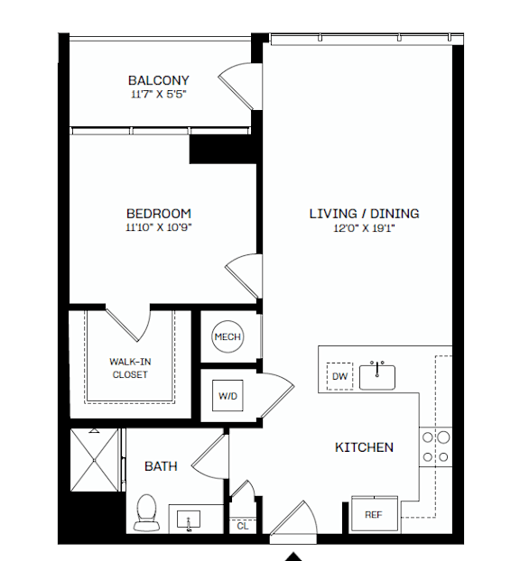 A3 Floor Plan at The Mitchell , Atlanta, GA, 30303