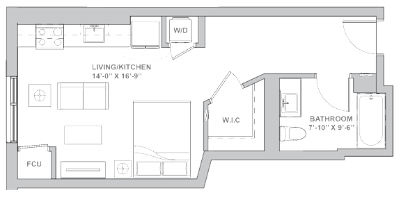 0B Floor Plan at Channel House, Oakland