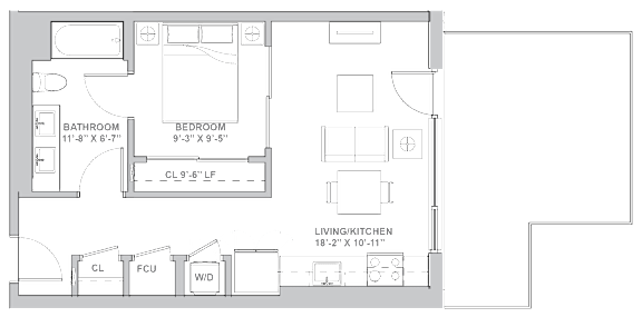 1A1 Floor Plan at Channel House, Oakland