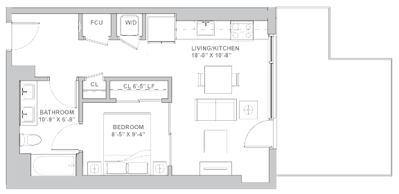 1A2 Floor Plan at Channel House, Oakland, California