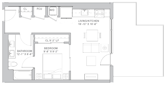 1A3 Floor Plan at Channel House, Oakland, 94607
