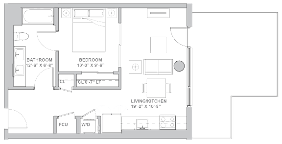 1A4 Floor Plan at Channel House, Oakland, CA