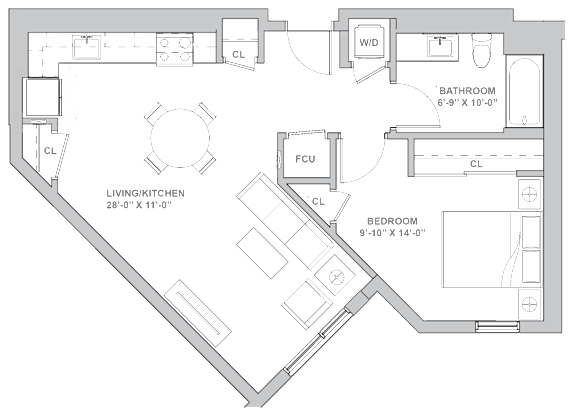 1D Floor Plan at Channel House, Oakland, CA