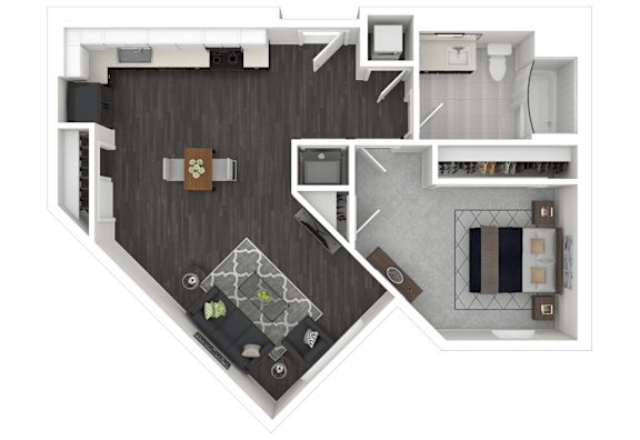 1D1 Floor Plan at Channel House, Oakland