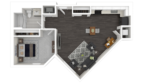 1E1 Floor Plan at Channel House, Oakland, 94607
