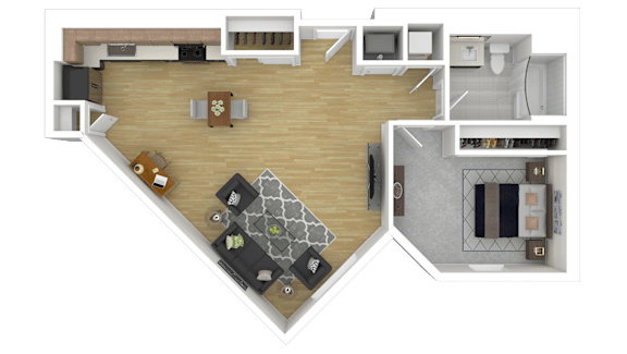 1E Floor Plan at Channel House, Oakland