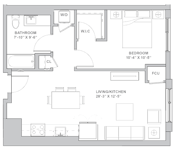 1F1 Floor Plan at Channel House, Oakland, CA