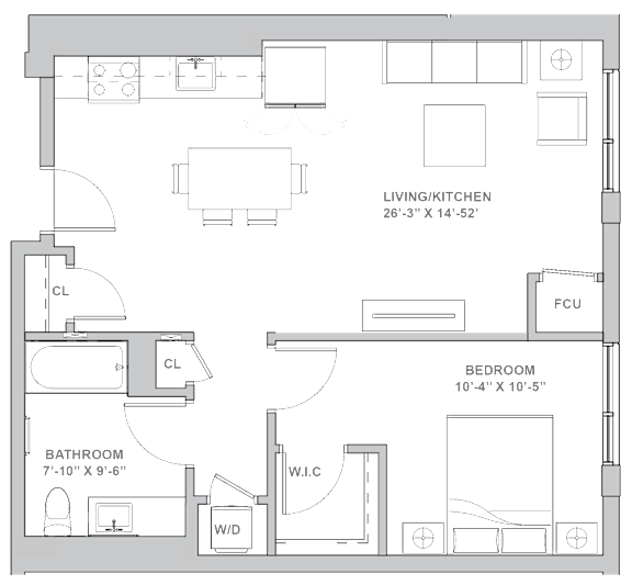 1F2 Floor Plan at Channel House, Oakland, California