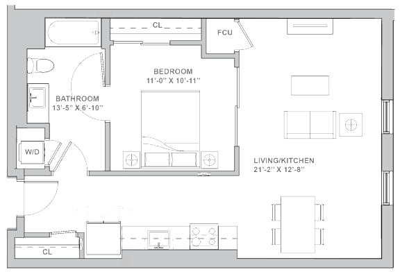 1G Floor Plan at Channel House, Oakland, CA