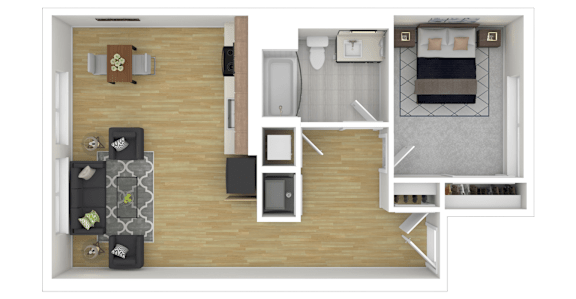 1H1 Floor Plan at Channel House, Oakland
