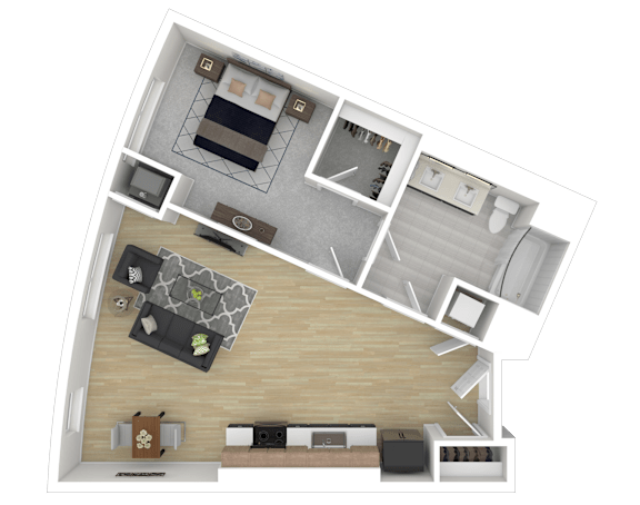1J Floor Plan at Channel House, Oakland, CA