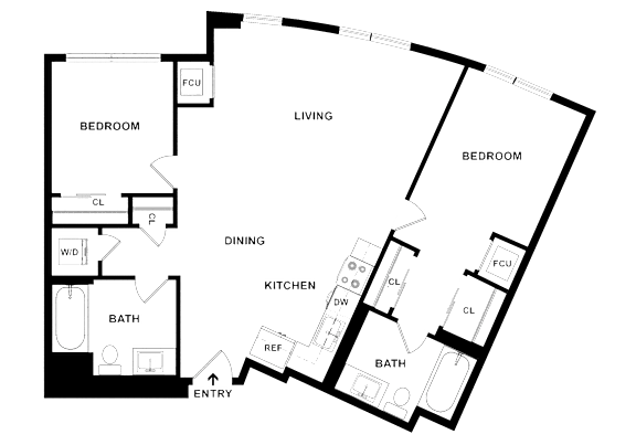 1J1 Floor Plan at Channel House, Oakland, 94607