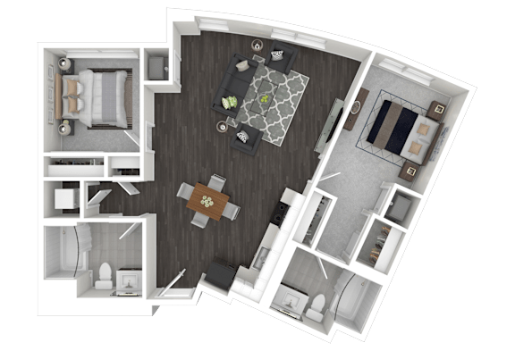 1J2 Floor Plan at Channel House, Oakland, CA
