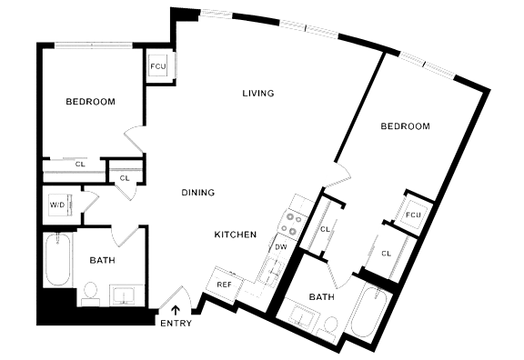 1J2 Floor Plan at Channel House, Oakland, 94607