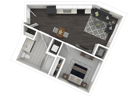 1K Floor Plan at Channel House, Oakland