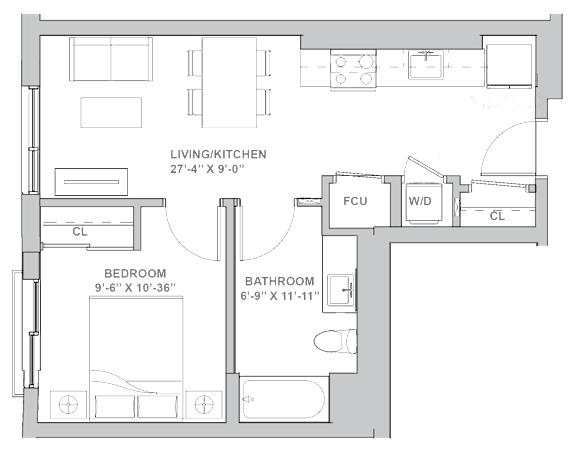 1L Floor Plan at Channel House, Oakland, CA, 94607