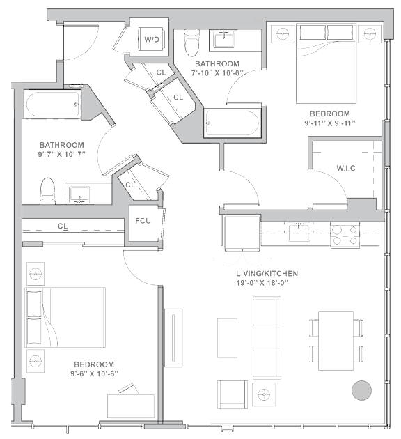 2A Floor Plan at Channel House, Oakland