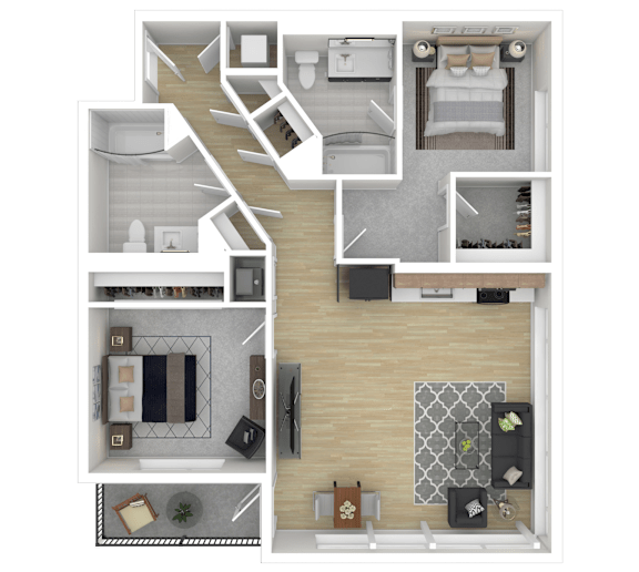 2A1 Floor Plan at Channel House, Oakland