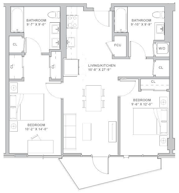 2B Floor Plan at Channel House, Oakland, 94607