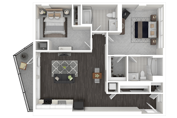 2C Floor Plan at Channel House, Oakland, California