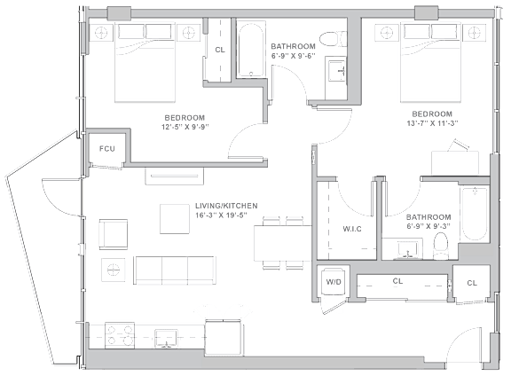 2C Floor Plan at Channel House, Oakland, CA