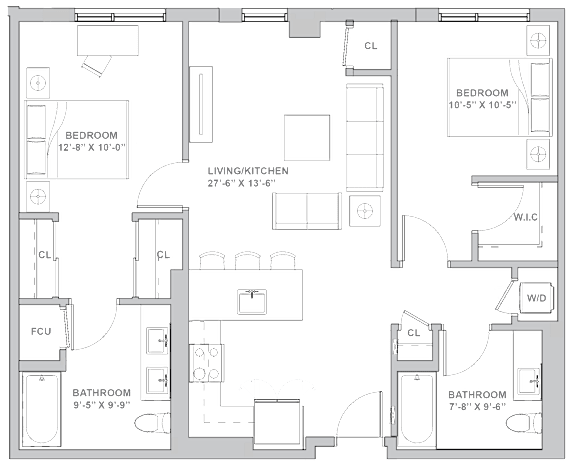 2D Floor Plan at Channel House, Oakland