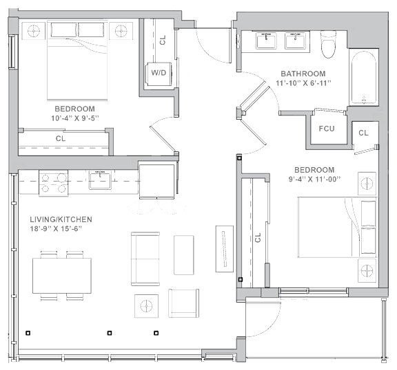2G Floor Plan at Channel House, Oakland