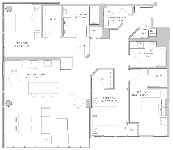 3A Floor Plan at Channel House, Oakland, California