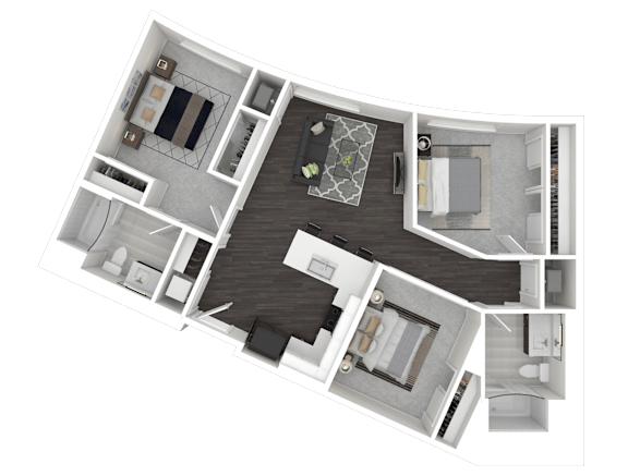 3B Floor Plan at Channel House, Oakland, CA, 94607