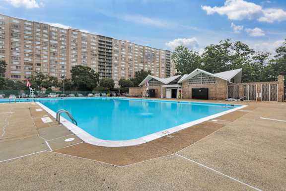 Outdoor swimming pool at The Graham at Southern Towers, Alexandria, 22311