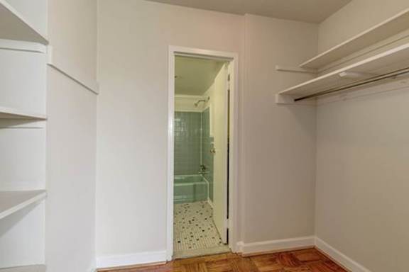 White walk-in closet at Monticello at Southern Towers, Alexandria, VA