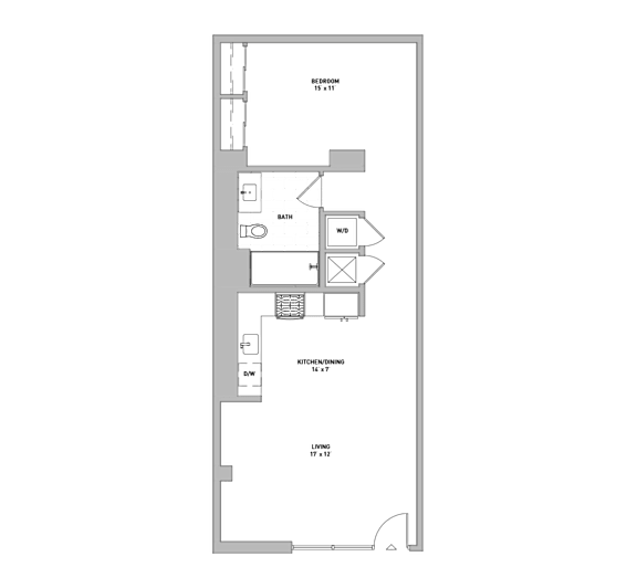 Two bed two bath floorplan at Domain WeHo Apartments, California