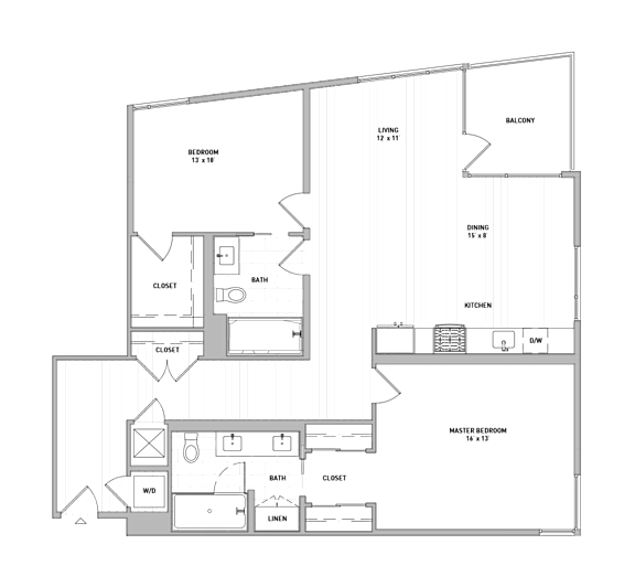 A floor plan of a house with labeled rooms such as Bedroom 123 and Bathroom.