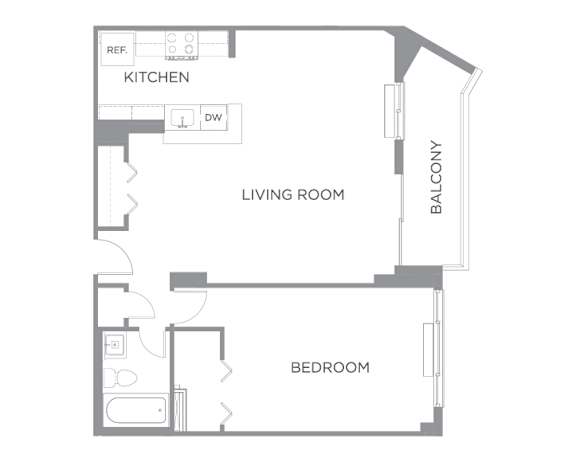 A1B floorplan at The Graham at Southern Towers, Alexandria, Virginia, 22311