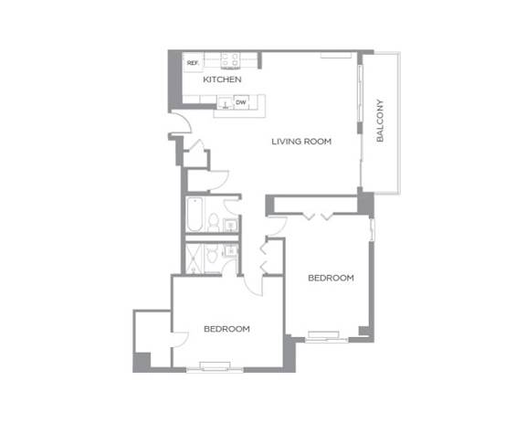 2 Bedroom 2 bath floorplan at The Graham at Southern Towers, Alexandria