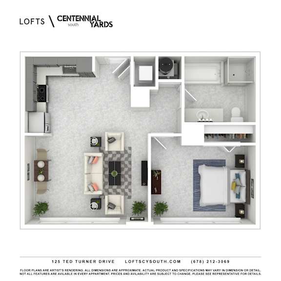 Floor Plan  A6 Floorplan at Lofts at Centennial Yards, Atlanta, GA, 30303