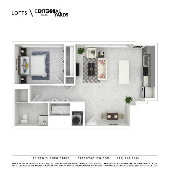 A8 Floorplan at Lofts at Centennial Yards, Atlanta, GA