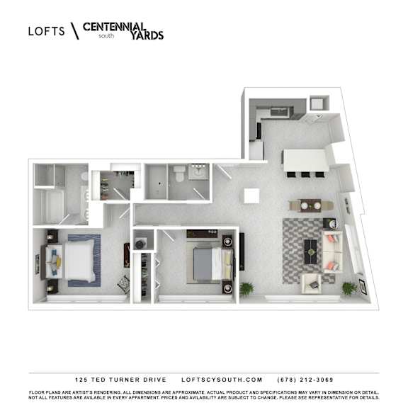 Floor Plan  B2 Floorplan at Lofts at Centennial Yards, Atlanta, Georgia