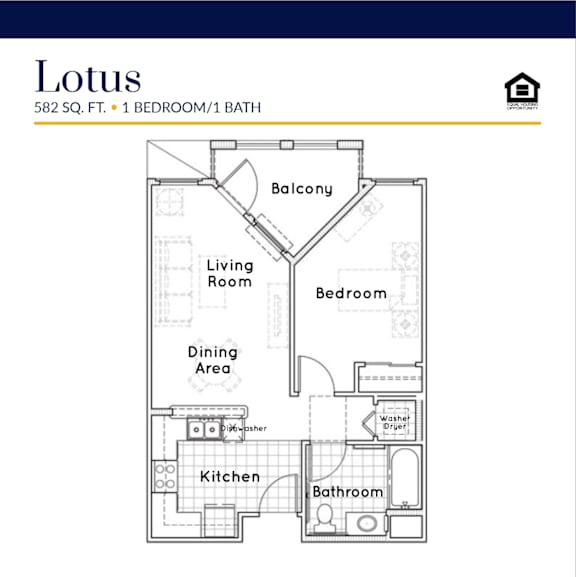 Lotus floorplan at Parkview Living Apartments, California, 90026